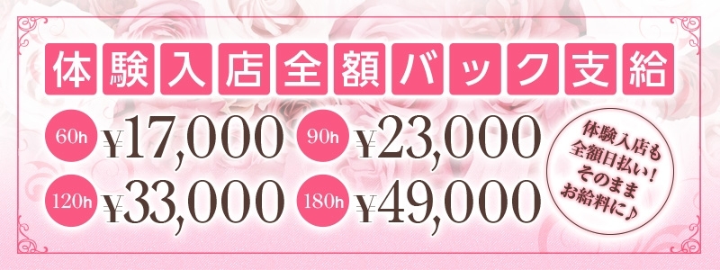 体験入店!!全額バックキャンペーン中♪制限なし!!全額日払いです!!